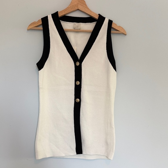 a new day Tops - a new day Black & White V-Neck Button Tank